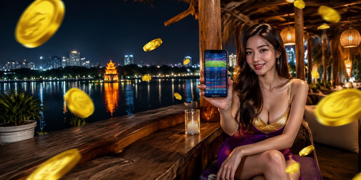 Người dùng tại quán cà phê Hà Nội xem điều khoản tài khoản trên điện thoại